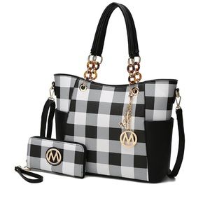 MKF Collection by Mia K. - Black Plaid Bonita 2-in-1 Tote